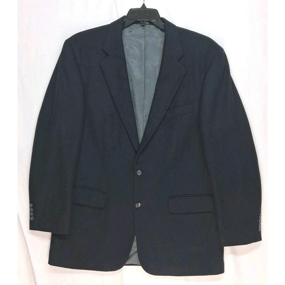 Oscar De La Renta 44L Men Wool Cashmere Sport Coat Blue Business Quiet Luxury